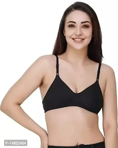 Stylish Fancy Cotton Solid Non Padded Bras For Women-thumb0