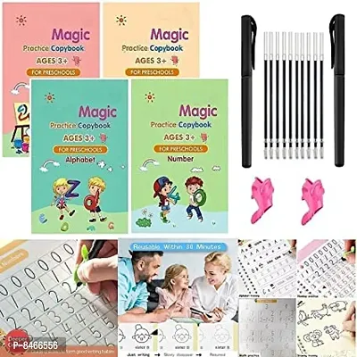 Magic book for kids Number amp; Letter Practice Copy(4 Book+10 Refill+1 Pen+1 Grip)-thumb0