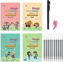 Magic book for kids Number amp; Letter Practice Copy Book Boys,Girls (4 Book+ 10 Refill + 1 Pen + 1 Grip)-thumb1