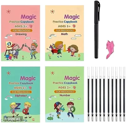 Magic book for kids Number amp; Letter Practice Copy Book Boys,Girls (4 Book+ 10 Refill + 1 Pen + 1 Grip)-thumb2