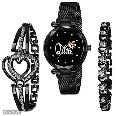 Classy Metal Analog Watches for Womens with Bracelets, Pack of 3