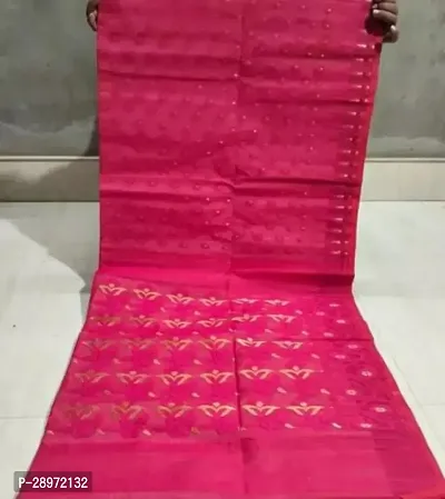 Beautiful Pink Cotton Silk Printed Saree Without Blouse Piece For Women-thumb0