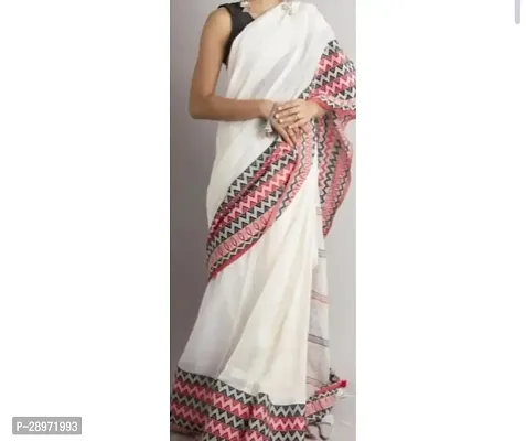 Beautiful Brown Cotton Silk Printed Saree Without Blouse Piece For Women-thumb0