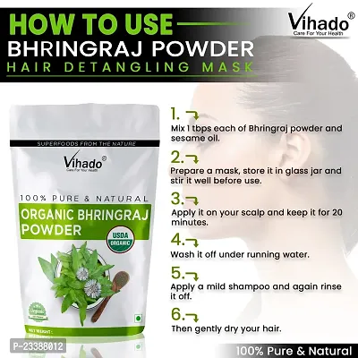 Vihado Natural Bhringraj Powder for hair growth and conditioning - 50g (Pack of 1)-thumb4