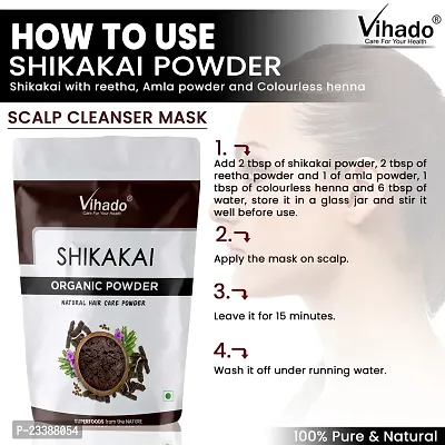 Vihado 100% Natural Organic Shikakai Powder for Hair Growth and Shine 50g (Pack of 1)-thumb5