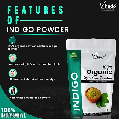 Vihado Naturals Pure  Natural Organic Indian Indigo Powder for Hair Care  Hair Growth 500g (Pack of 1)-thumb3