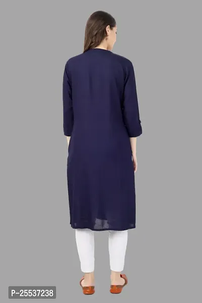 Stylish Blue Cotton Solid Kurta-thumb2