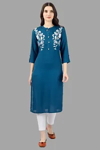 Stylish Blue Cotton Embroidered Kurta-thumb2