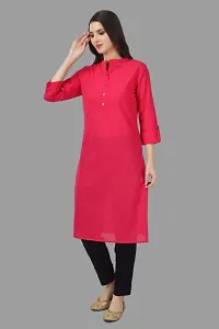 Stylish Pink Cotton Solid Kurta-thumb2