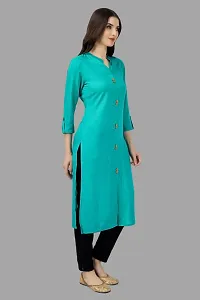 Stylish Green Cotton Solid Kurta-thumb3