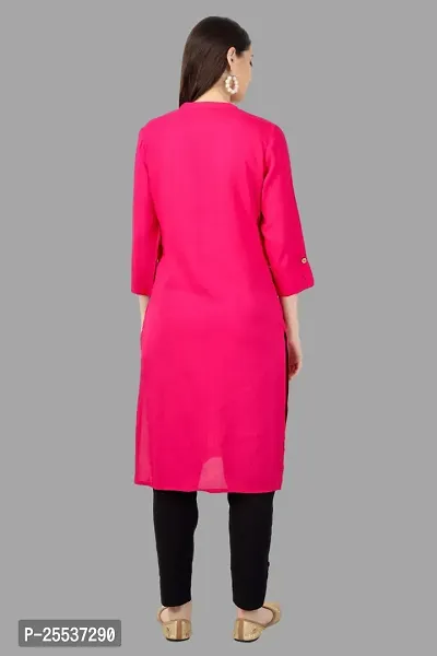 Stylish Pink Cotton Solid Kurta-thumb2