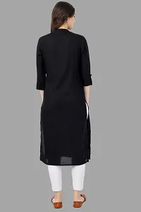 Stylish Black Cotton Embroidered Kurta-thumb1