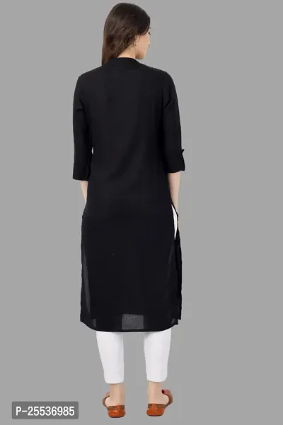 Stylish Black Cotton Embroidered Kurta-thumb2