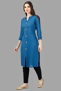 Stylish Blue Cotton Solid Kurta-thumb2