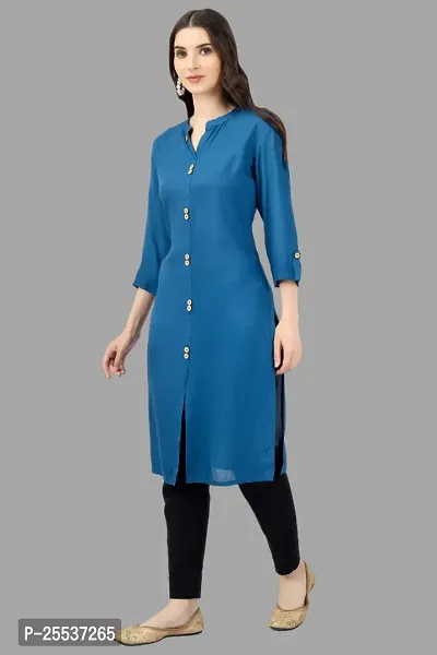 Stylish Blue Cotton Solid Kurta-thumb3