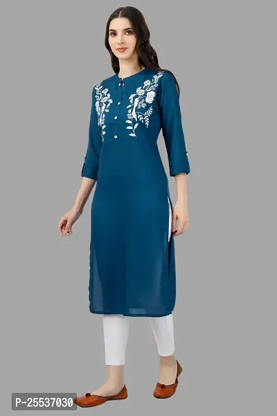 Stylish Blue Cotton Embroidered Kurta