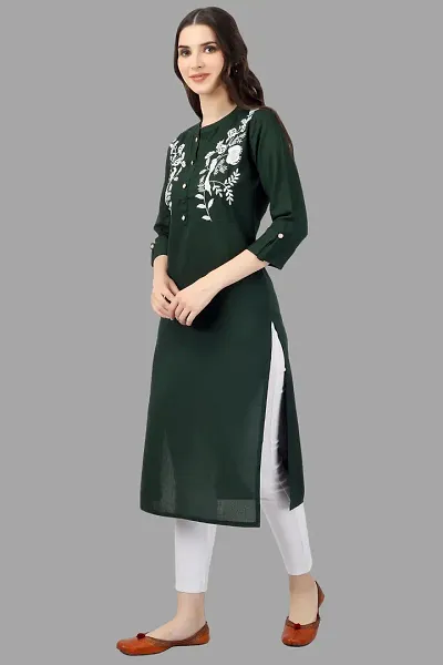 Stylish Cotton Embroidered A-Line Kurti