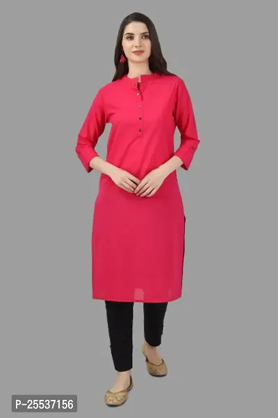 Stylish Pink Cotton Solid Kurta