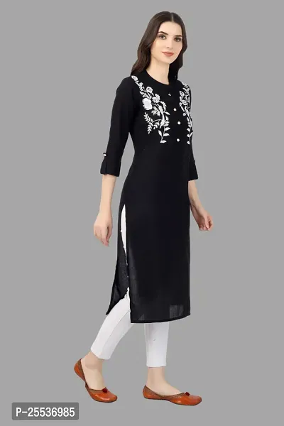 Stylish Black Cotton Embroidered Kurta-thumb3