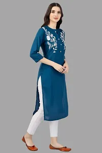 Stylish Blue Cotton Embroidered Kurta-thumb3