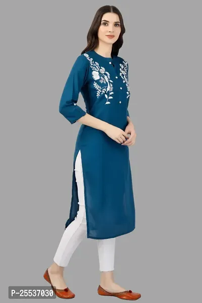 Stylish Blue Cotton Embroidered Kurta-thumb4