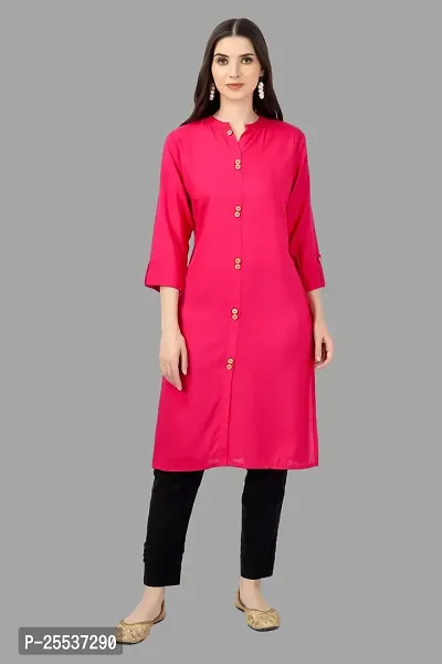 Stylish Pink Cotton Solid Kurta