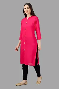 Stylish Pink Cotton Solid Kurta-thumb2