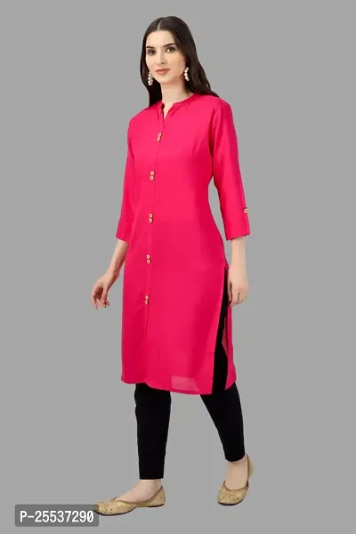 Stylish Pink Cotton Solid Kurta-thumb3