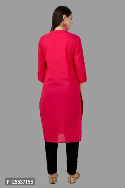 Stylish Pink Cotton Solid Kurta-thumb2