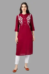 Stylish Maroon Cotton Embroidered Kurta-thumb3