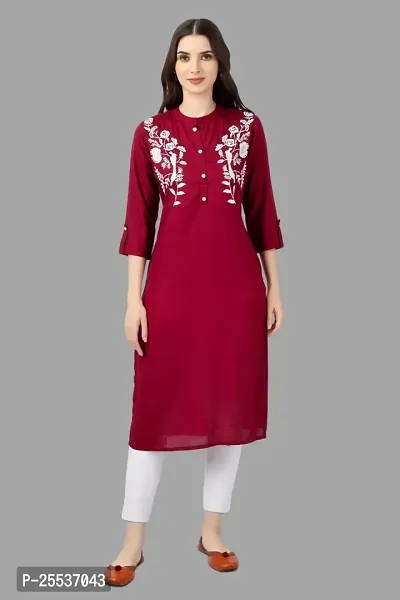 Stylish Maroon Cotton Embroidered Kurta-thumb4