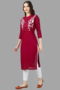 Stylish Maroon Cotton Embroidered Kurta-thumb2