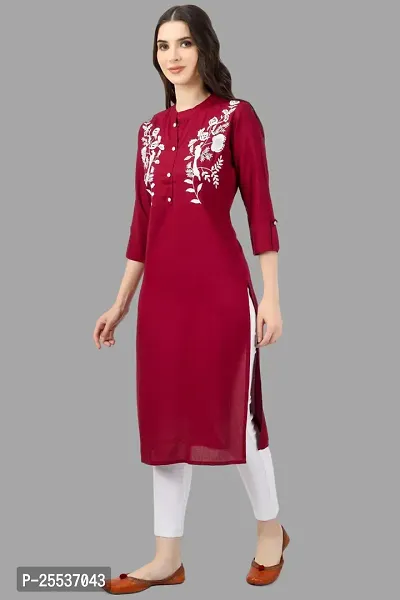 Stylish Maroon Cotton Embroidered Kurta-thumb3