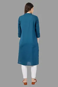 Stylish Blue Cotton Solid Kurta-thumb1