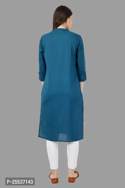 Stylish Blue Cotton Solid Kurta-thumb2