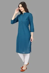 Stylish Blue Cotton Solid Kurta-thumb2