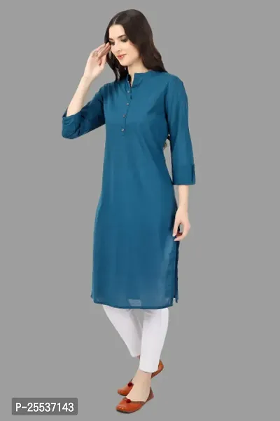 Stylish Blue Cotton Solid Kurta-thumb3