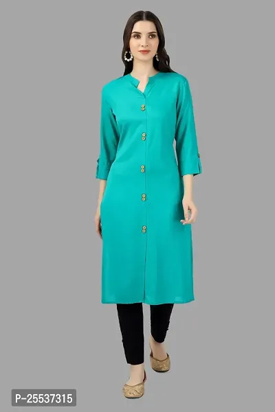 Stylish Green Cotton Solid Kurta