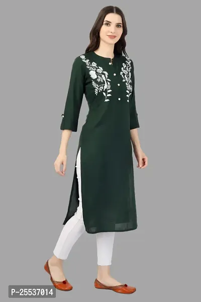 Stylish Green Cotton Embroidered Kurta-thumb3