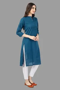 Stylish Blue Cotton Solid Kurta-thumb3