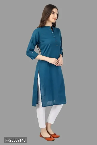 Stylish Blue Cotton Solid Kurta-thumb4