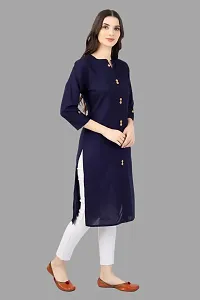 Stylish Blue Cotton Solid Kurta-thumb2