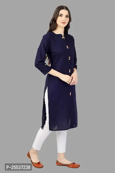 Stylish Blue Cotton Solid Kurta-thumb3