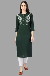 Stylish Green Cotton Embroidered Kurta-thumb3