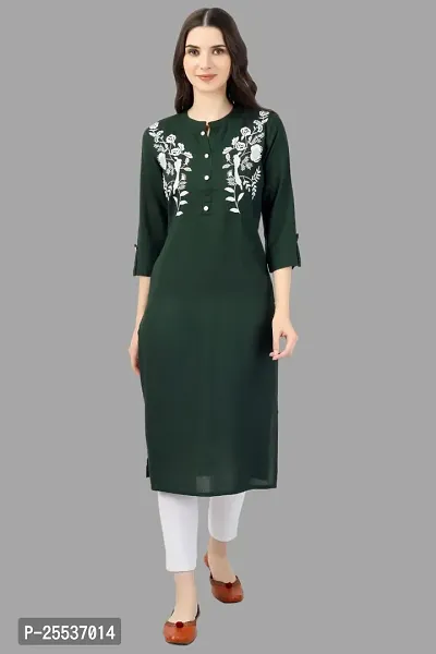 Stylish Green Cotton Embroidered Kurta-thumb4