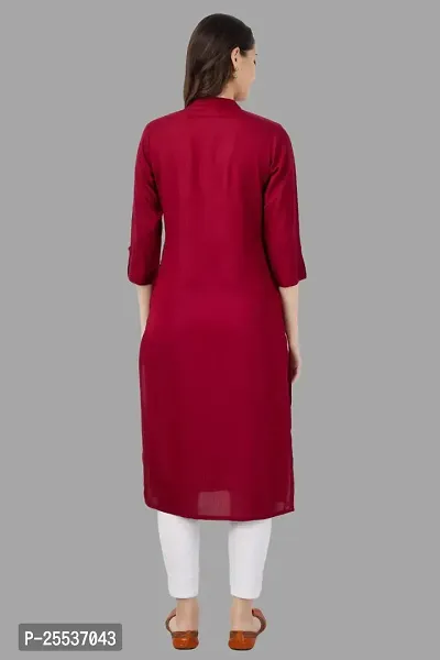 Stylish Maroon Cotton Embroidered Kurta-thumb2