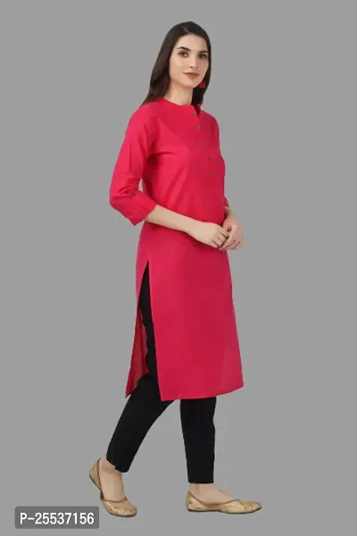 Stylish Pink Cotton Solid Kurta-thumb4