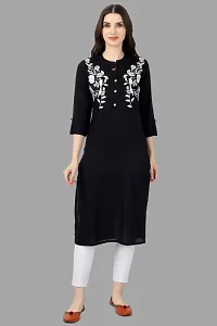 Stylish Black Cotton Embroidered Kurta-thumb3