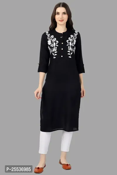 Stylish Black Cotton Embroidered Kurta-thumb4