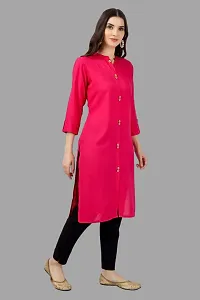 Stylish Pink Cotton Solid Kurta-thumb3